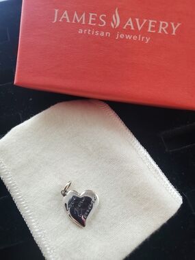 James Avery Sterling Silver Heart Charm with Engraved Script